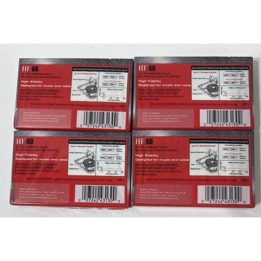 Sony HF 60 Normal Bias High Fidelity Audio Cassettes C-60HFC NEW‎ LOT Of 4